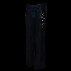 Milwaukee Leather ML1187 Ladies Black Leather Chaps with Reflective Tribal Embroidery