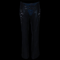 Milwaukee Leather ML1187 Ladies Black Leather Chaps with Reflective Tribal Embroidery