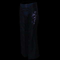Milwaukee Leather ML1187 Ladies Black and Purple Leather Chaps with Reflective Tribal Embroidery