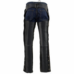 Milwaukee Leather ML1191 Men's Black Leather Four Pocket Thermal Lined Motorcycle Chaps