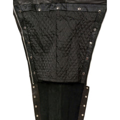 Milwaukee Leather ML1191 Men's Black Leather Four Pocket Thermal Lined Motorcycle Chaps