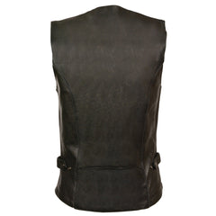 Milwaukee Leather ML1296 Women's Black Leather Side Laced Motorcycle Vest with Reflective Tribal