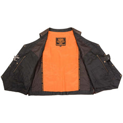 Milwaukee Leather ML1391RT Men's Retro Brown 10 Pocket Motorcycle Rider Leather Vest w/ Side Lace