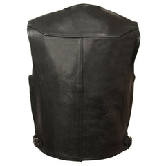 Milwaukee Leather ML1927 Men's Black Premium Leather Side Buckle Motorcycle Rider Vest with Eagle Nickel Snaps Closure