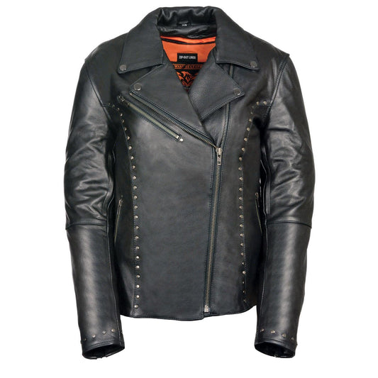 Milwaukee Leather ML1948 Women's Classic Riveted Black Leather Jacket