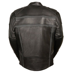 Milwaukee Leather ML2083 Men's Black Premium Leather Vented Motorcycle Rider Jacket with Reflective Piping