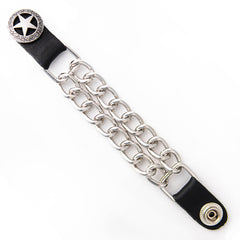 Milwaukee Leather Western Star Medallion Vest Extender - Double Chrome Chains Genuine Leather 6.5" Extension MLA6001-Single
