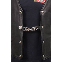 Milwaukee Leather 44-Magnum Dial Vest Extender Double Chrome Chains Genuine Leather 6.5" Extension MLA6002-Single