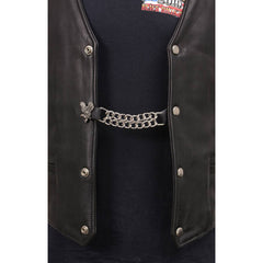 Milwaukee Leather Flying Eagle Medallion Vest Extender - Double Chrome Chains Genuine Leather 6.5" Extension MLA6003-Single