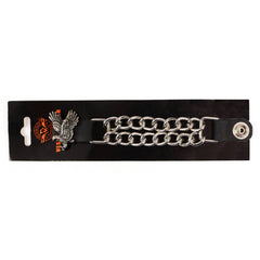 Milwaukee Leather Flying Eagle Medallion Vest Extender - Double Chrome Chains Genuine Leather 6.5" Extension MLA6003-Single
