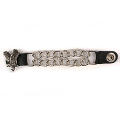 Milwaukee Leather Flying Eagle Medallion Vest Extender - Double Chrome Chains Genuine Leather 6.5" Extension MLA6003-Single