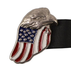 Milwaukee Leather Eagle Flag Medallion Vest Extender Double Chrome Chains Genuine Leather 6.5" Long 4-PC MLA6005-Single