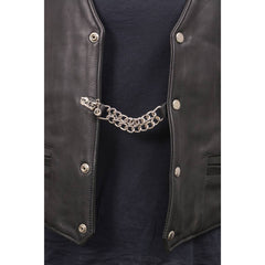 Milwaukee Leather Motorcycle Medallion Vest Extender - Double Chrome Chains Genuine Leather 6.5" Extension MLA6006-Single