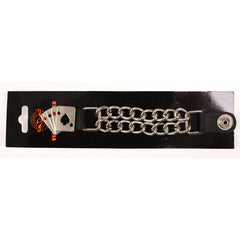 Milwaukee Leather 4 Aces Medallion Vest Extender - Double Chrome Chains Genuine Leather 6.5" Extension MLA6007-Single