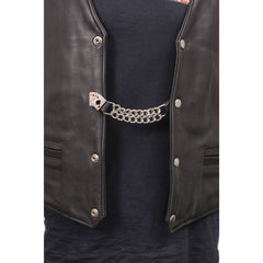Milwaukee Leather 4 Aces Medallion Vest Extender - Double Chrome Chains Genuine Leather 6.5" Extension MLA6007-Single