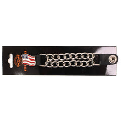 Milwaukee Leather American Flag Medallion Vest Extender - Double Chrome Chains Genuine Leather 6.5" Extension MLA6008-Single