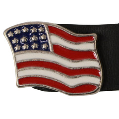 Milwaukee Leather American Flag Medallion Vest Extender - Double Chrome Chains Genuine Leather 6.5" Extension MLA6008-Single