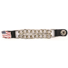 Milwaukee Leather American Flag Medallion Vest Extender - Double Chrome Chains Genuine Leather 6.5" Extension MLA6008-Single