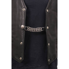 Milwaukee Leather 5 Cent Buffalo Medallion Vest Extender - Double Chrome Chains Genuine Leather 6.5" Extension MLA6009-Single
