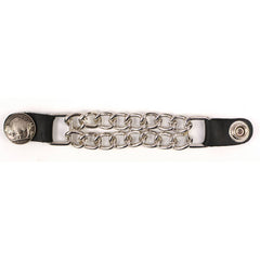Milwaukee Leather 5 Cent Buffalo Medallion Vest Extender - Double Chrome Chains Genuine Leather 6.5" Extension MLA6009-Single