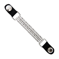 Milwaukee Leather Bike Chain Engraving Medallion Vest Extender - Double Chrome Chains Genuine Leather 6.5" Extension MLA6011-Single