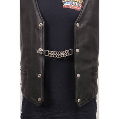 Milwaukee Leather Western Star Medallion Vest Extender - Double Chrome Chains Genuine Leather 6.5" Extension MLA6001-Single