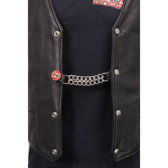 Milwaukee Leather 44-Magnum Dial Vest Extender Double Chrome Chains Genuine Leather 6.5" Extension MLA6002-Single