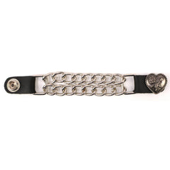 Milwaukee Leather Flying Eagle Medallion Vest Extender - Double Chrome Chains Genuine Leather 6.5" Extension MLA6003-Single
