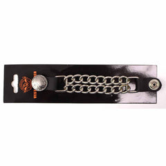 Milwaukee Leather MLA6004-Single Skull and Cross Bones Vest Extender Double Chrome Chains w/ Genuine Leather 4" Extension