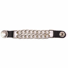 Milwaukee Leather MLA6004-Single Skull and Cross Bones Vest Extender Double Chrome Chains w/ Genuine Leather 4" Extension