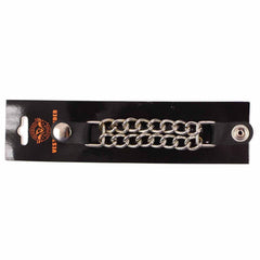 Milwaukee Leather Eagle Flag Medallion Vest Extender Double Chrome Chains Genuine Leather 6.5" Long 4-PC MLA6005-Single