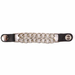Milwaukee Leather Eagle Flag Medallion Vest Extender Double Chrome Chains Genuine Leather 6.5" Long 4-PC MLA6005-Single