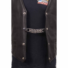 Milwaukee Leather Motorcycle Medallion Vest Extender - Double Chrome Chains Genuine Leather 6.5" Extension MLA6006-Single