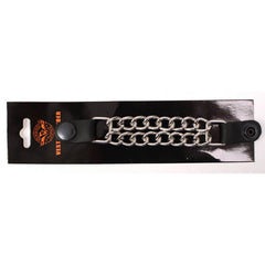 Milwaukee Leather Motorcycle Medallion Vest Extender - Double Chrome Chains Genuine Leather 6.5" Extension MLA6006-Single