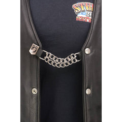 Milwaukee Leather 4 Aces Medallion Vest Extender - Double Chrome Chains Genuine Leather 6.5" Extension MLA6007-Single