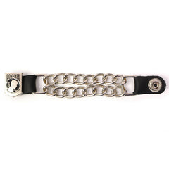 Milwaukee Leather 4 Aces Medallion Vest Extender - Double Chrome Chains Genuine Leather 6.5" Extension MLA6007-Single