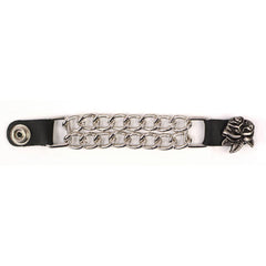 Milwaukee Leather American Flag Vest Extender - Double Chrome Chains Genuine Leather 6.5" Extension MLA6008-Single