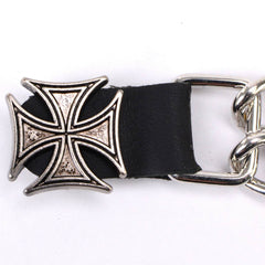 Milwaukee Leather Bike Chain Medallion Vest Extender - Double Chrome Chains Genuine Leather 6.5" Extension MLA6011-Single