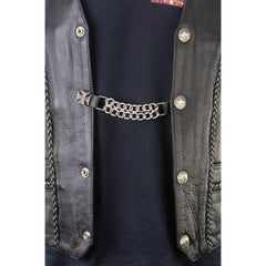 Milwaukee Leather Bike Chain Medallion Vest Extender - Double Chrome Chains Genuine Leather 6.5" Extension MLA6011-Single