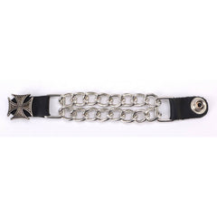 Milwaukee Leather Bike Chain Medallion Vest Extender - Double Chrome Chains Genuine Leather 6.5" Extension MLA6011-Single