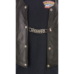 Milwaukee Leather Eagle Head Medallion Vest Extender - Double Chrome Chains Genuine Leather 6.5" Extension MLA6011-Single