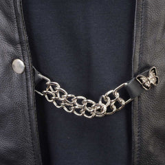 Milwaukee Leather Fire Department Medallion Vest Extender - Double Chrome Chains Genuine Leather 6.5" Extension MLA6012-Single