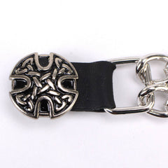 Milwaukee Leather Indian Head Medallion Vest Extender - Double Chrome Chains Genuine Leather 6.5" Extension MLA6014-Single