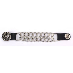 Milwaukee Leather Indian Head Medallion Vest Extender - Double Chrome Chains Genuine Leather 6.5" Extension MLA6014-Single