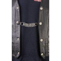 Milwaukee Leather Indian Head Medallion Vest Extender - Double Chrome Chains Genuine Leather 6.5" Extension MLA6014-Single