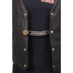 Milwaukee Leather Silver/Chrome Medallion Vest Extender - Double Chrome Chains Genuine Leather 6.5" Extension MLA6015-Single