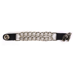 Milwaukee Leather Black Medallion Vest Extender - Double Chrome Chains Genuine Leather 6.5" Extension MLA6016-Single
