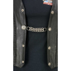 Milwaukee Leather POW/MIA Medallion Vest Extender - Double Chrome Chains Genuine Leather 6.5" Extension MLA6017-Single