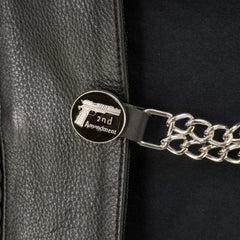 Milwaukee Leather POW/MIA Medallion Vest Extender - Double Chrome Chains Genuine Leather 6.5" Extension MLA6017-Single