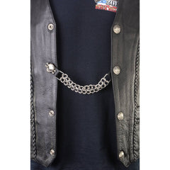 Milwaukee Leather Skull Head Medallion Vest Extender - Double Chrome Chains Genuine Leather 6.5" Extension MLA6019-Single
